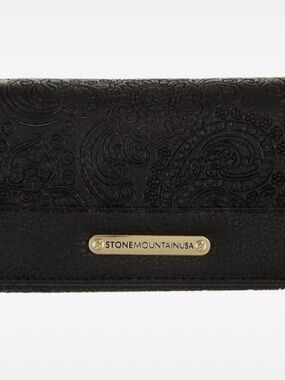 Stone Mountain Accessories Black Paisley Embossed Wallet with Gold Plate